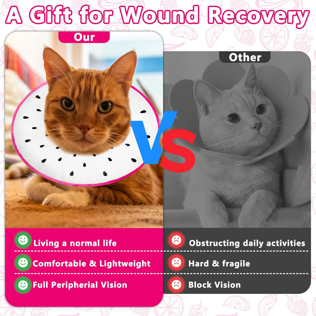 Cat Cone Collar Soft, Cat Recovery Cone (Dragonfruit, L)