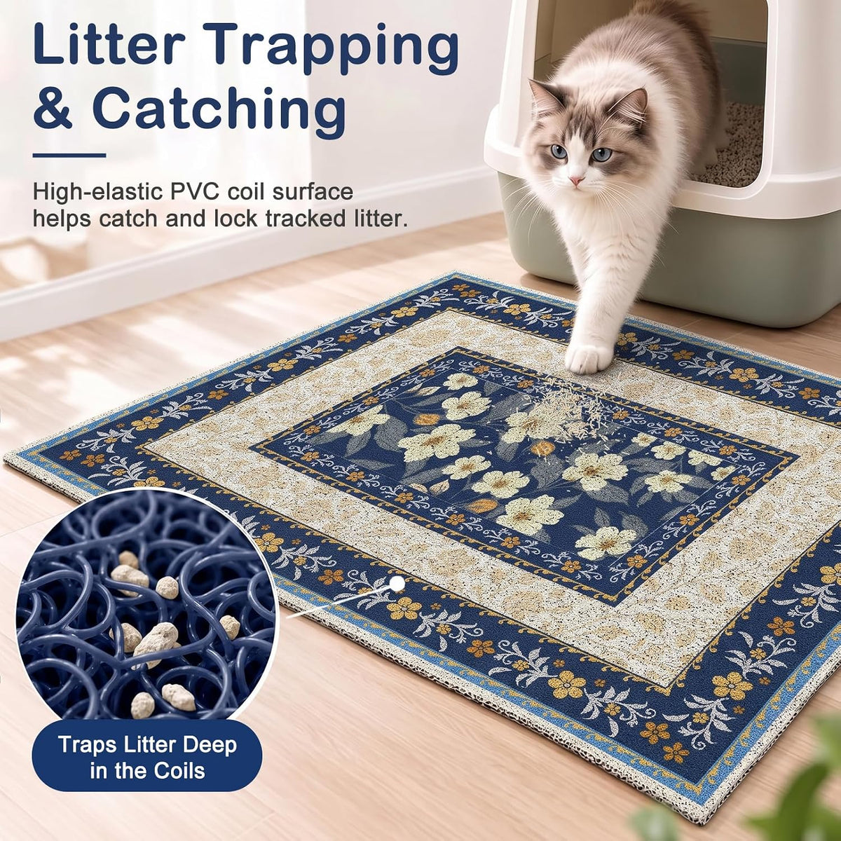 Unicorn Catcher 33"x22" Cat Litter Mat Non-Slip Washable Litter Box Mat