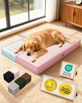 OhGeni Orthopedic Large Dog Bed, Reversible Memory Foam, 41 inch-XL(Pink)