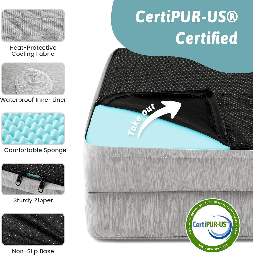 COZY KISS Cooling Orthopedic Extra Large Dog Bed, XL 44x32 inch, Grey