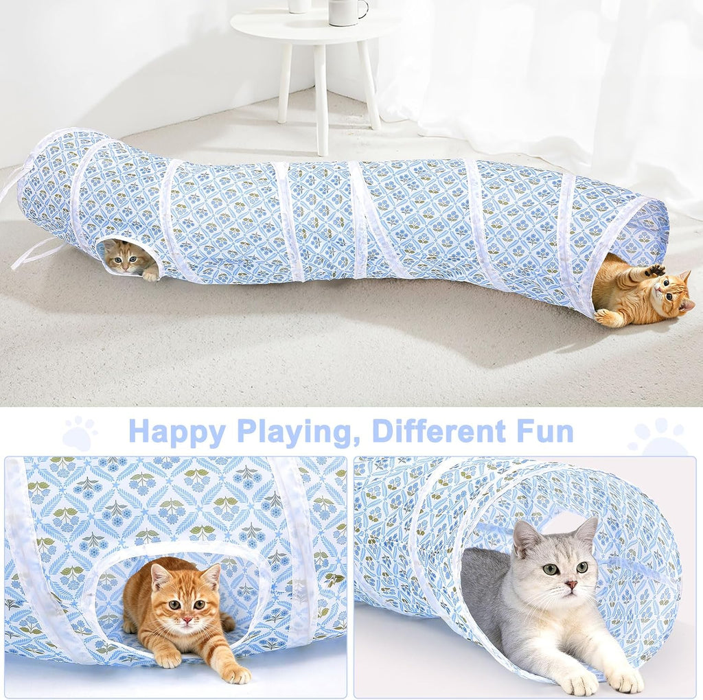 Glittme S-Shape Cat Tunnel, Foldable Cat Tunnels for Indoor Cats