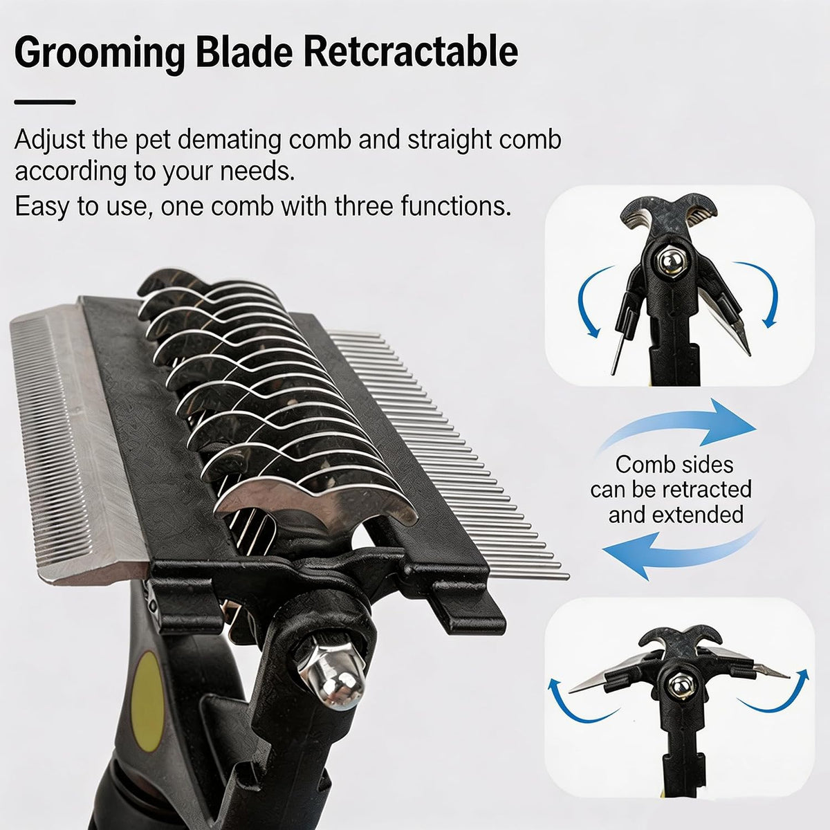 3-in-1 Pet Grooming Tool Dematting Comb Undercoat Rake Deshedding Brush