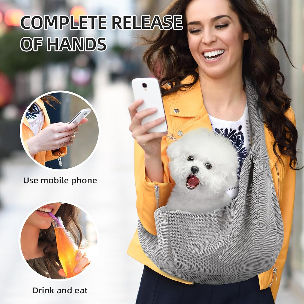 Dog and Cats Carrier Sling, Breathable Puppy Small Pet Carrier with Pocke
