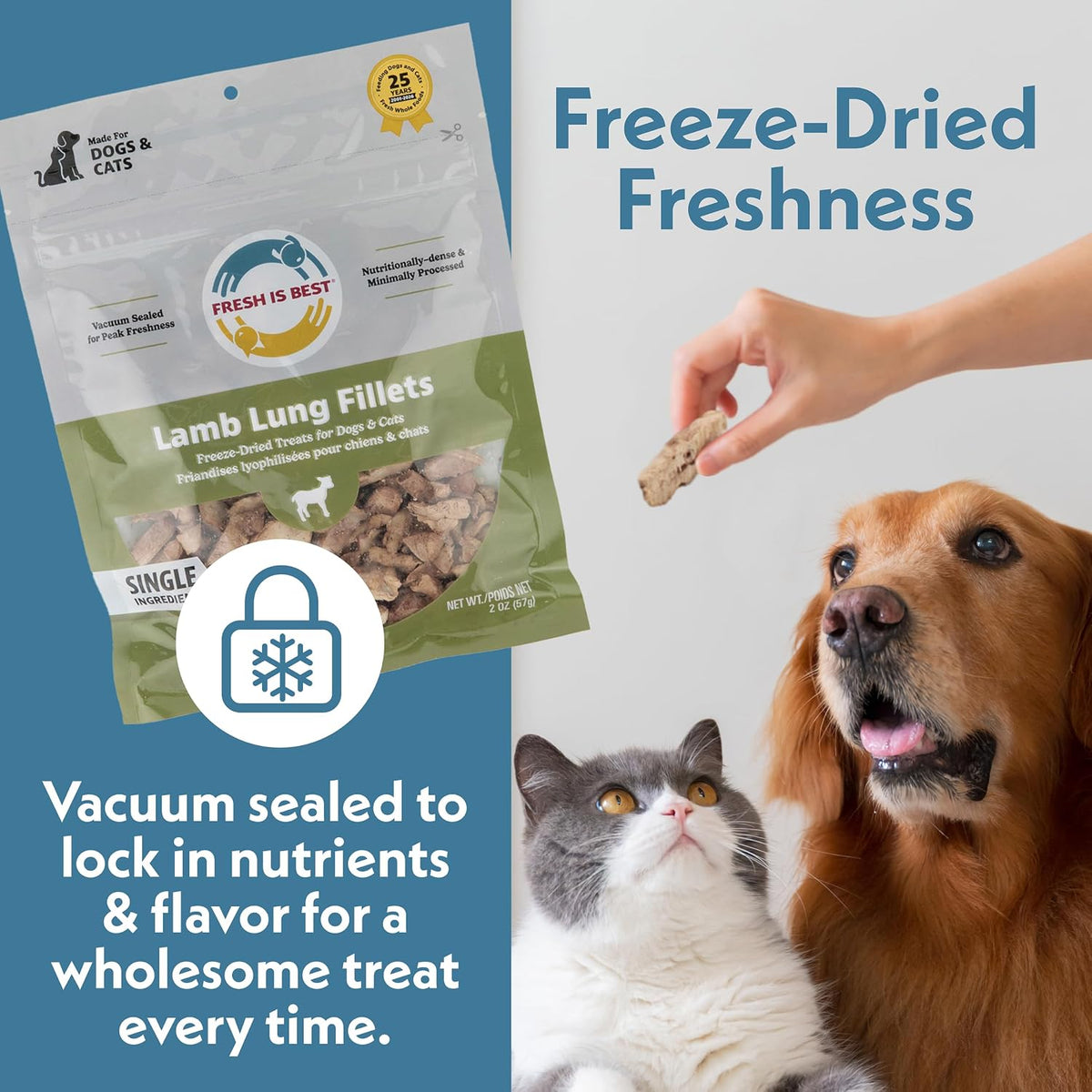 Fresh Is Best Lamb Lung Fillets Freeze Dried Dog Treats for Cats & Dogs