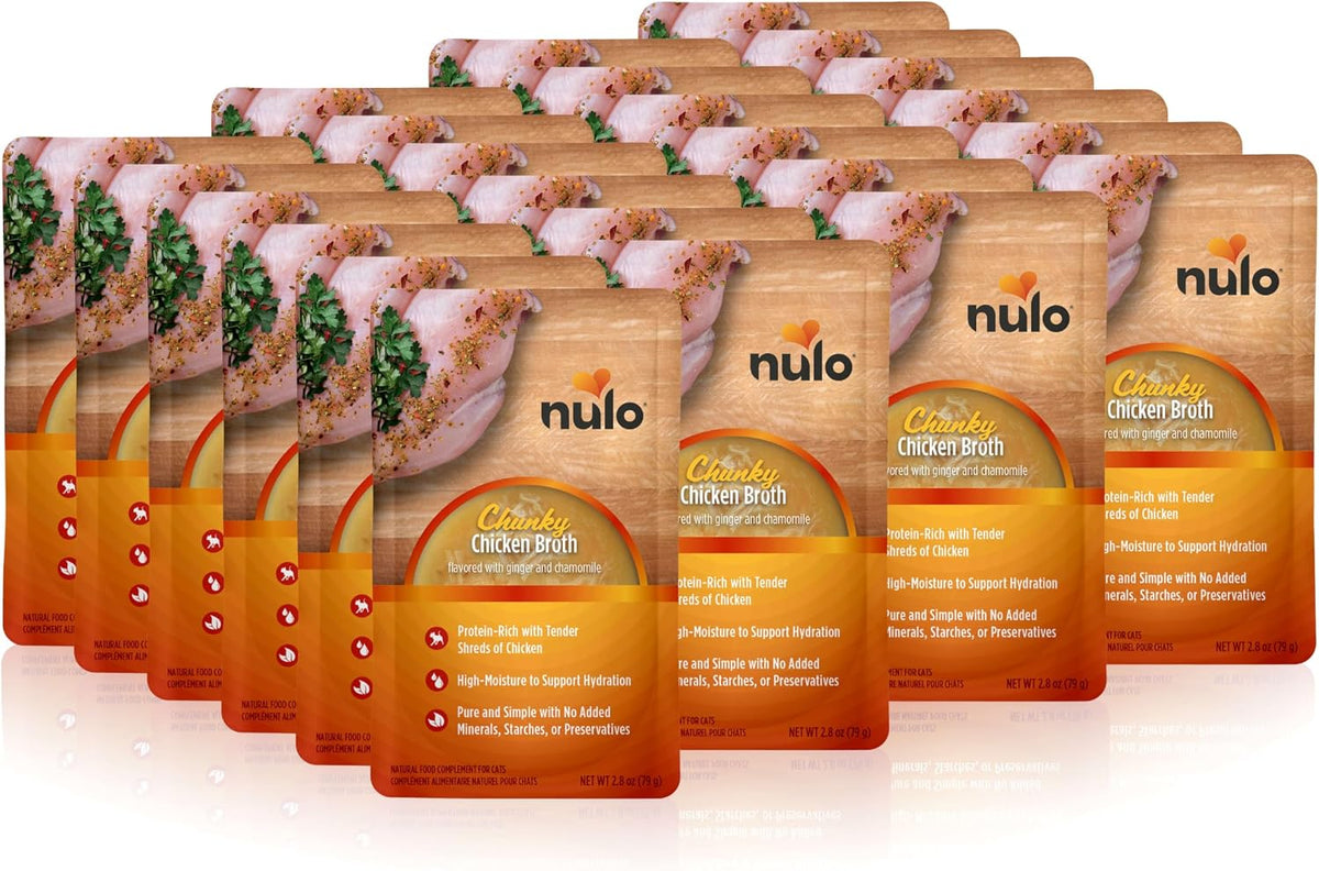 Nulo FreeStyle Cat Broth Pouches - Chunky Chicken, High-Protein Wet Cat Food Topper, Soup-Like Treat for Indoor & Outdoor Kittens and Adults, 24x2.8oz