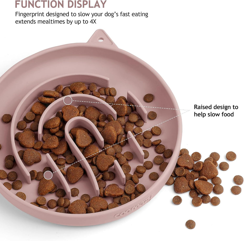 Coomazy Slow Feeder Cat Bowl Silicone Pet Puzzle Feeder for Slow Eating