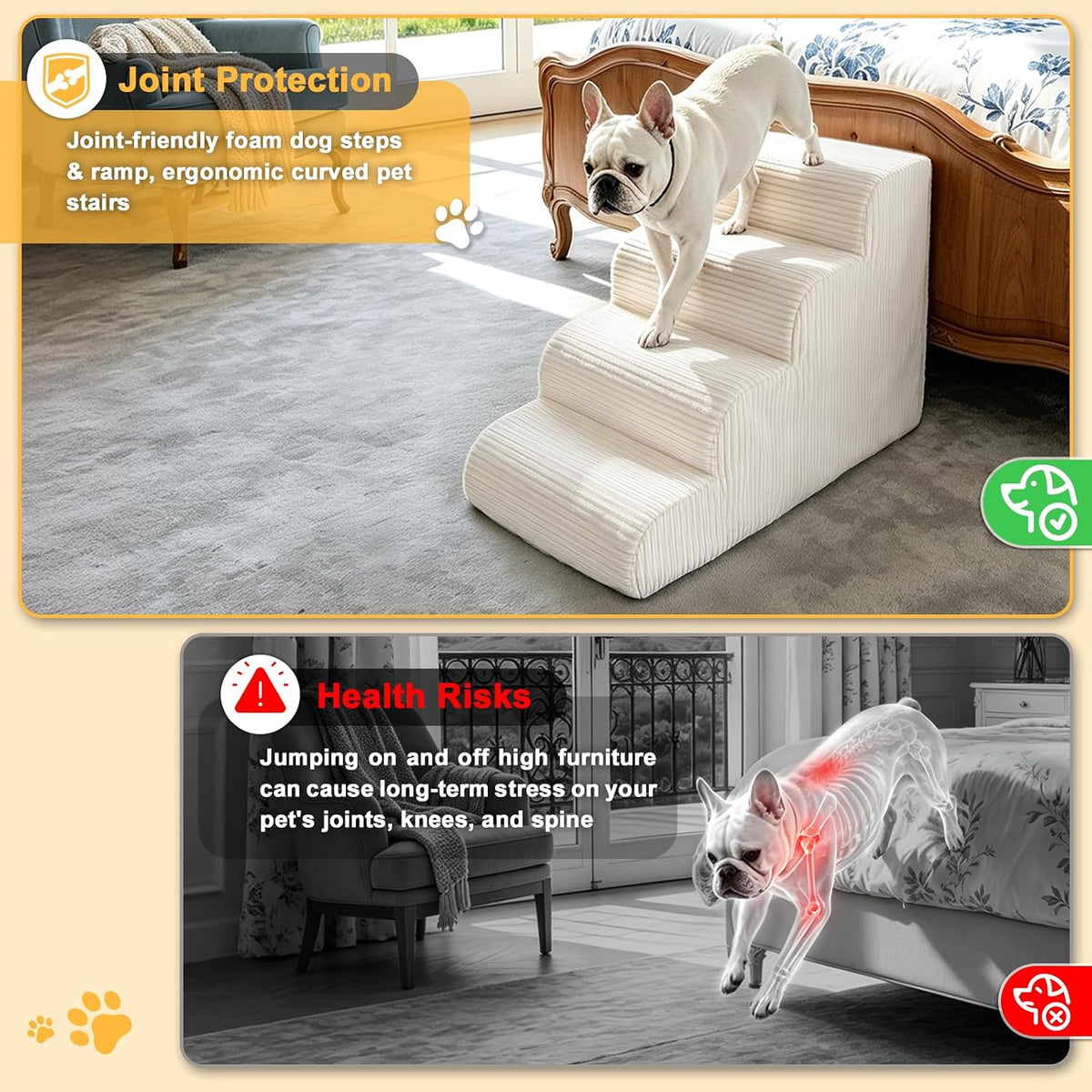 Dog Stairs for Bed & Couch - 18" H 4-Step Pet Steps for Small Dogs