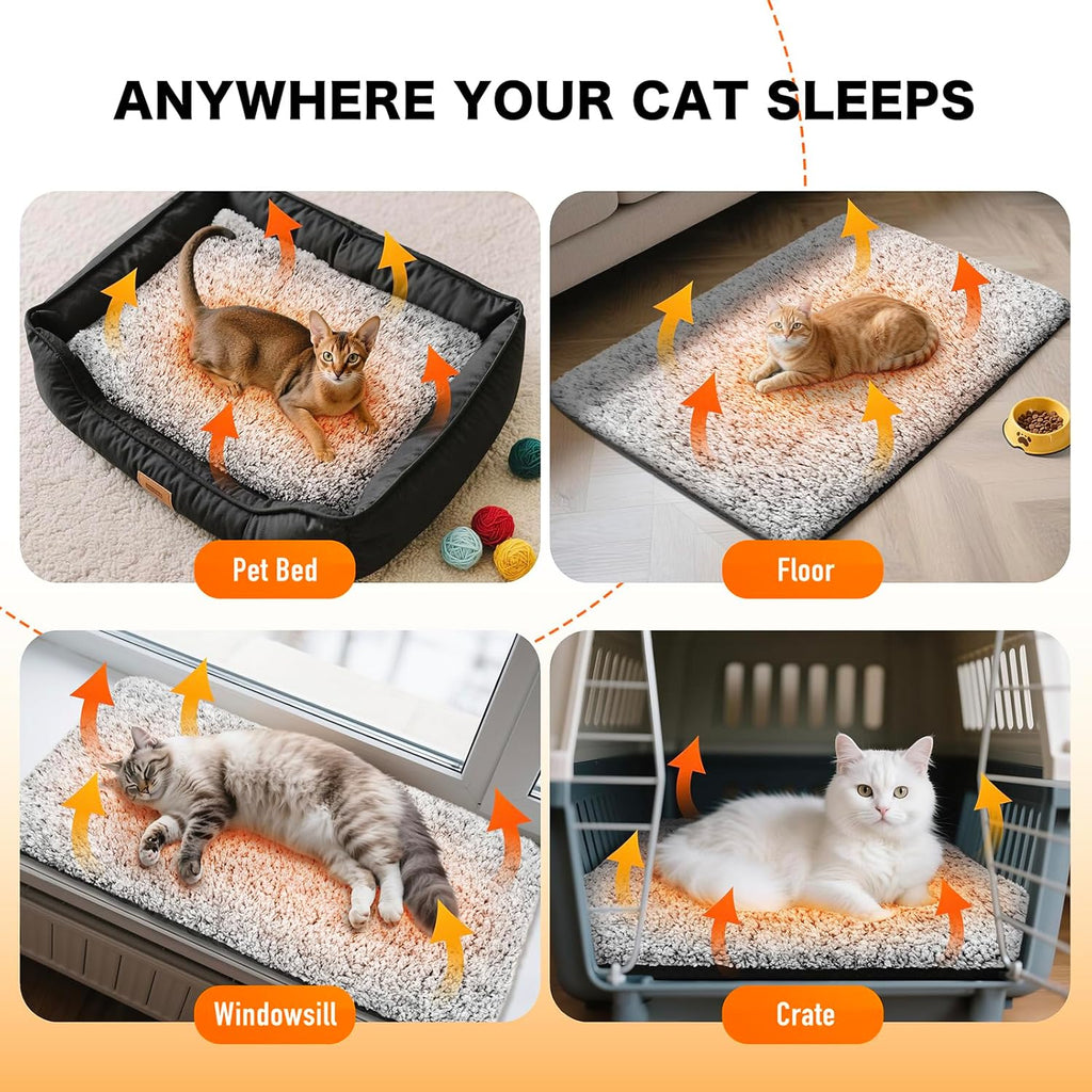 Self Warming Cat Bed, 2.0 Upgraded Thermal Mat for Indoor Cats, 22 x 34 In