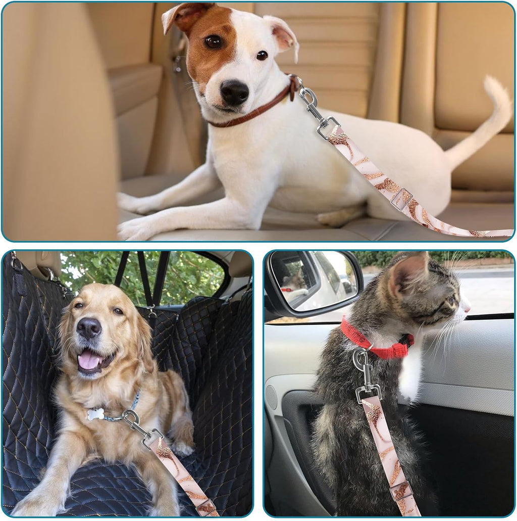 Adjustable pet cat and Dog car seat Belt，The Lanyard is Flexible and Adjustable from 20 to 33 inches(Golden Marble)