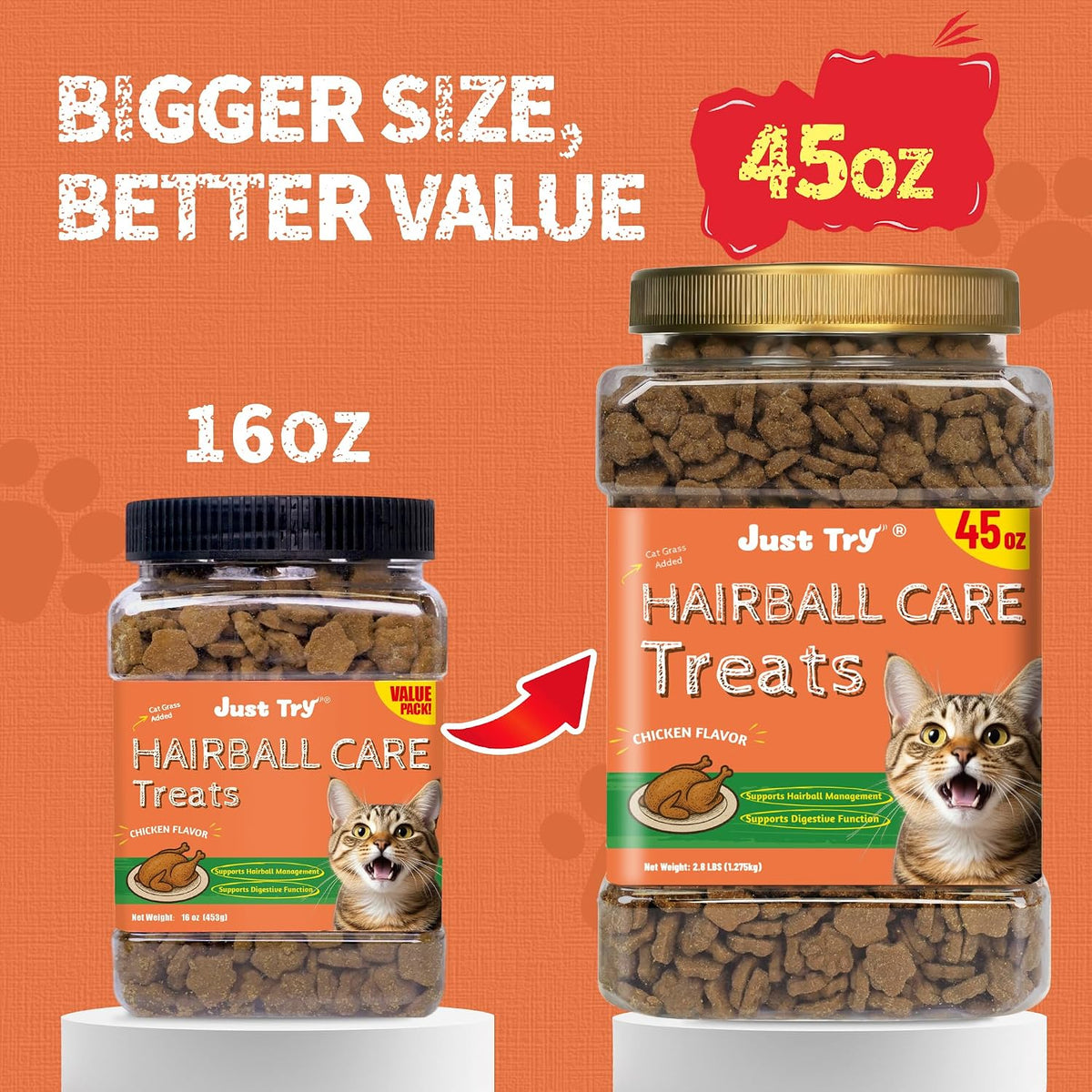 Just Try Hairball Support Healthy Cat Training Treats