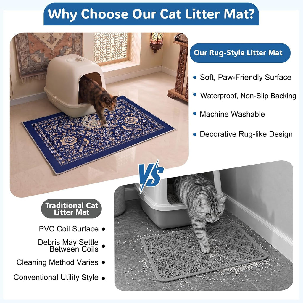Bienbee Cat Litter Mat, 2 Pack 33" x 22" Machine Washable for Litter Boxes