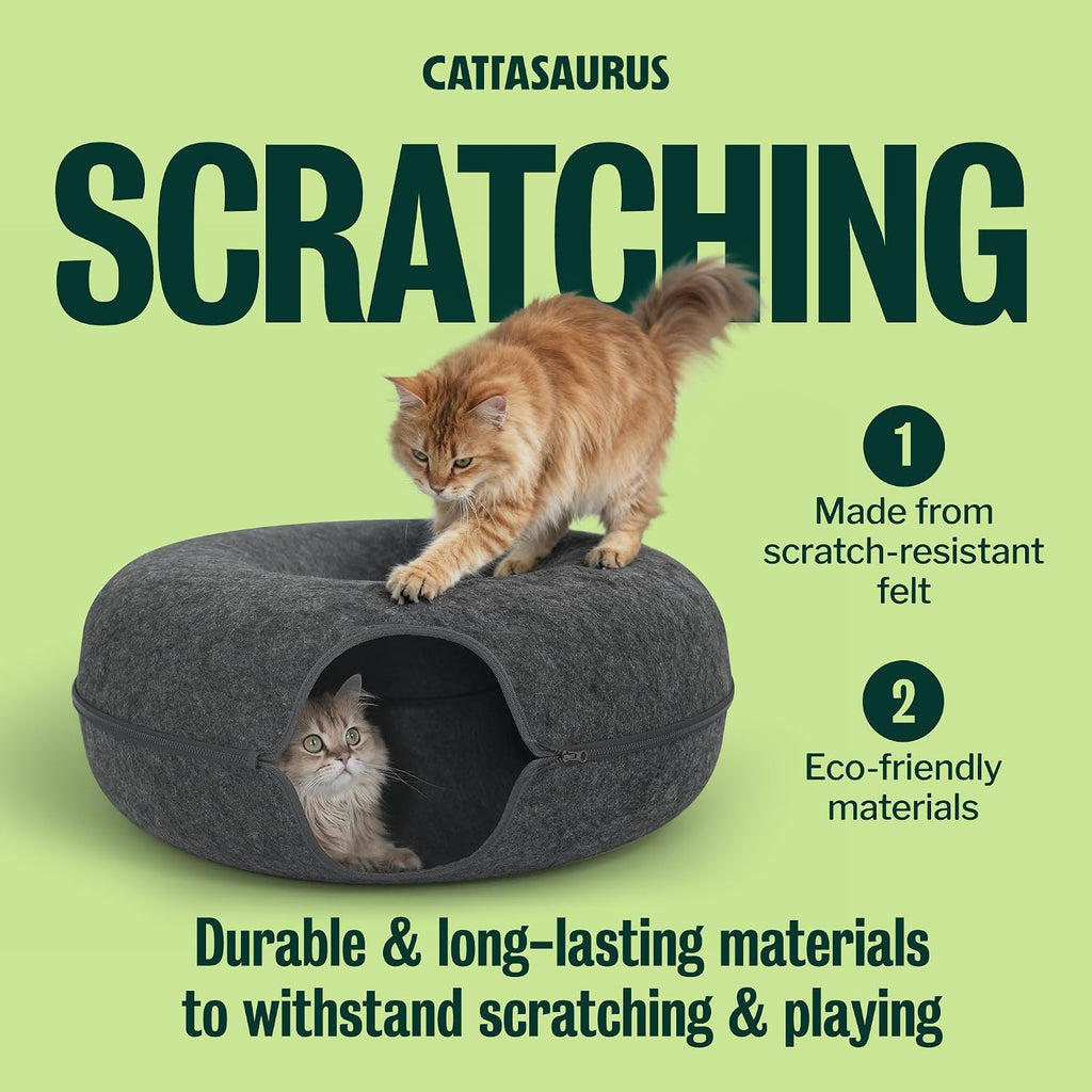 Peekaboo Cat Cave Donut for Multiple & Jumbo Cats up to 45 lbs, Dark Gray