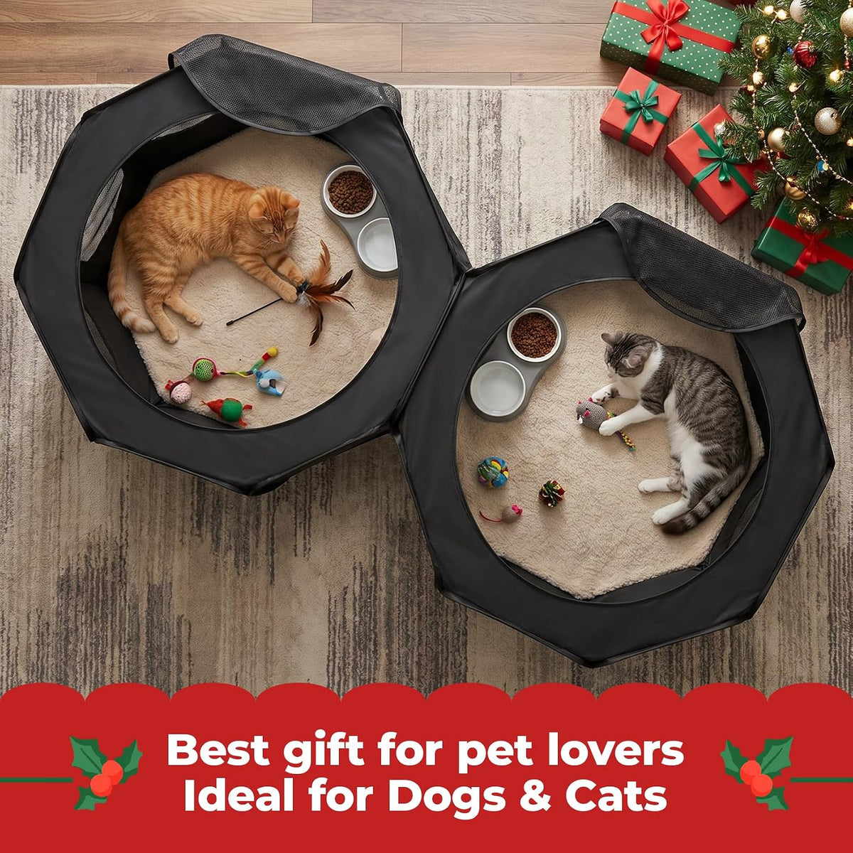 2-in-1 Dog Playpen Portable Cat Playpen, Non-Separable, No Assembly