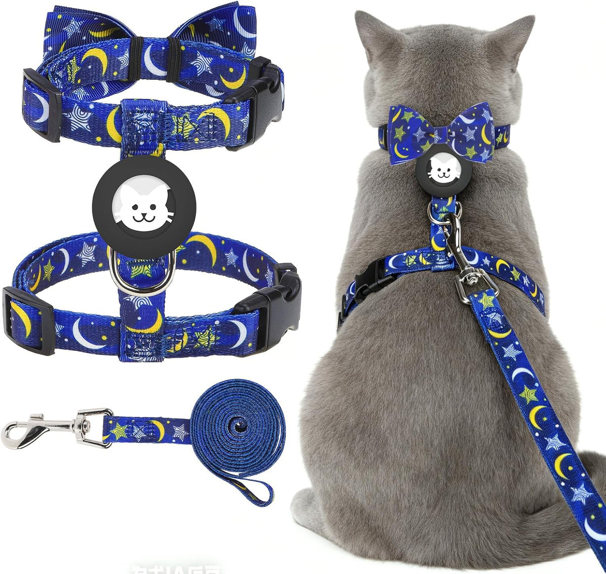 EXPAWLORER Cat Harness and Leash Set Escape Proof Vest with AirTag Holder