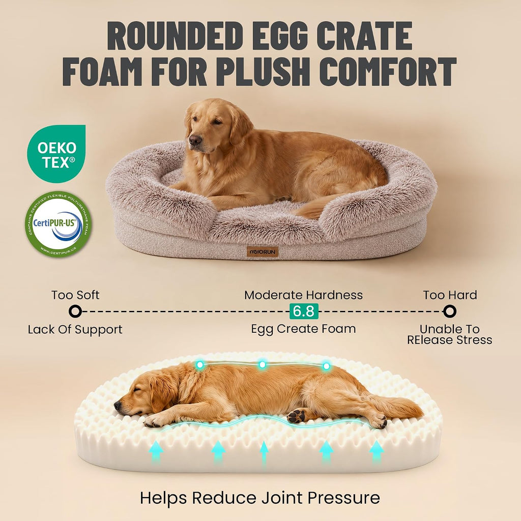 Miorun Fluffy Orthopedic Dog Beds Large Sized Dog, 40" Bolster Sofa Bed