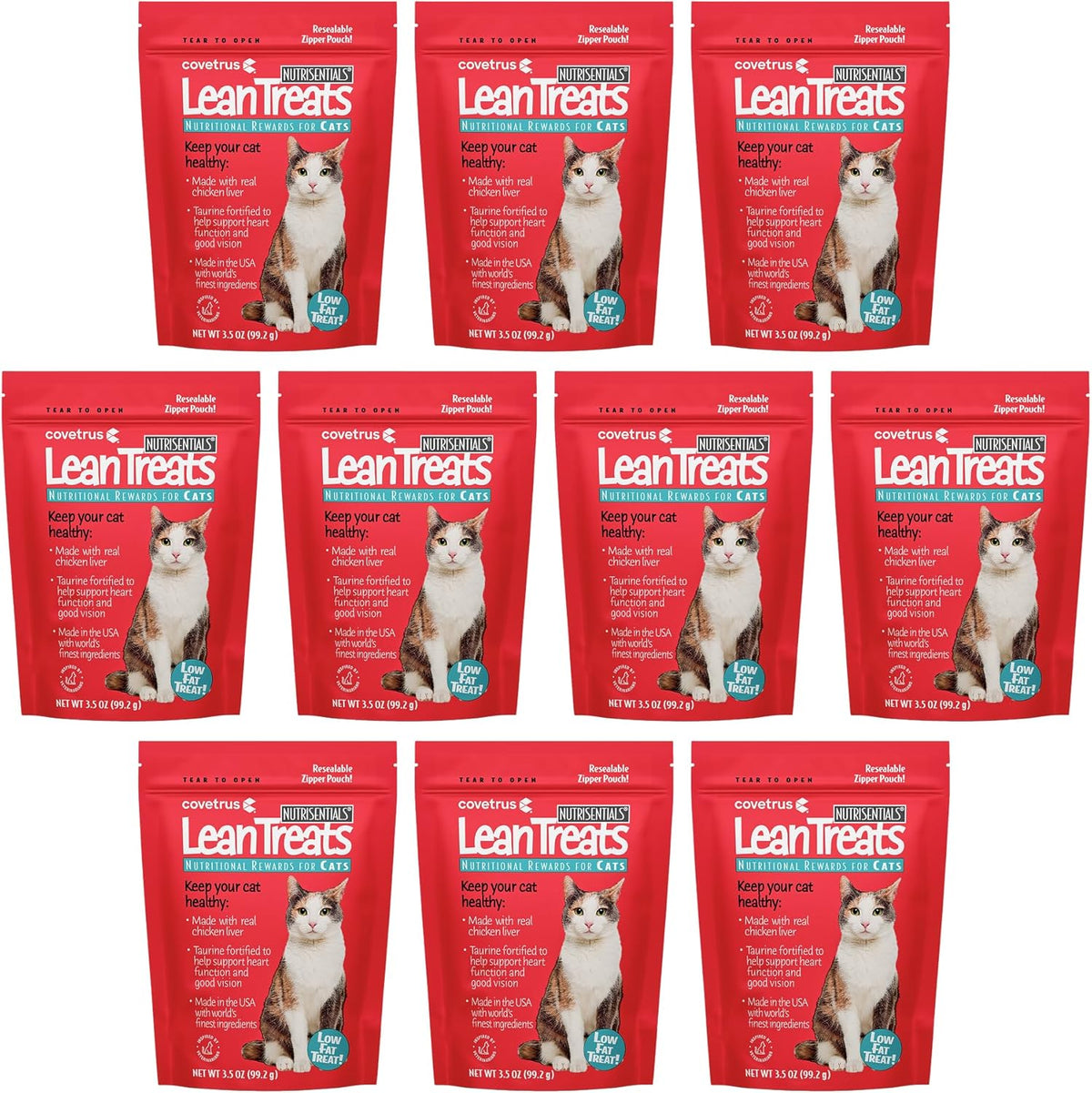 Covetrus Nutrisential Lean Treats for Cats - Soft Cat Treat for Small, Medium, Large Cats - Nutritional Low Fat Bite Size - Chicken Flavor - 10 Pack - 3.5oz