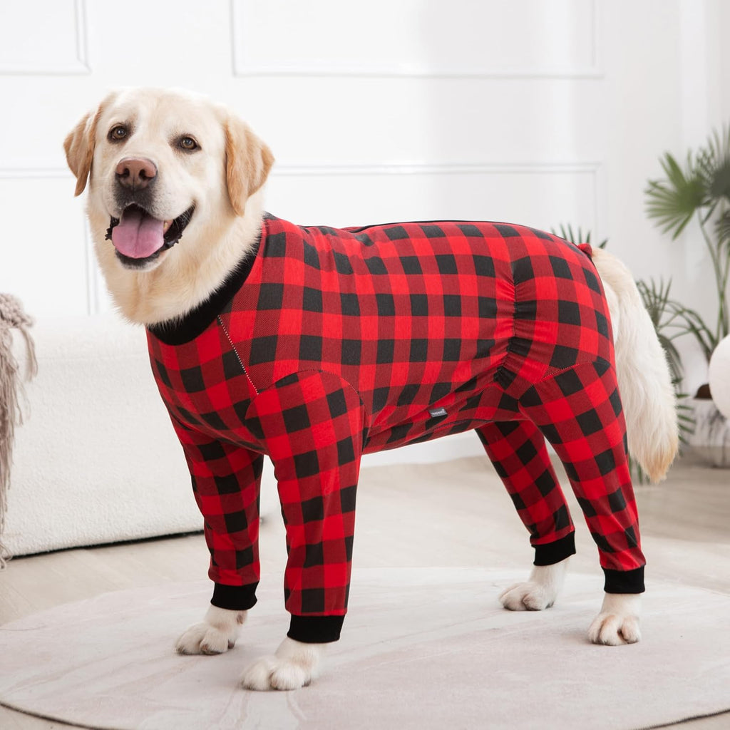 Dog Recovery Suit Full-Zipper After Post-Surgery Large Medium Dogs, Dog Bodysuit for Prevent Licking& Chewing Wounds Onesies Cone Alternative (Red, 2X-Large)