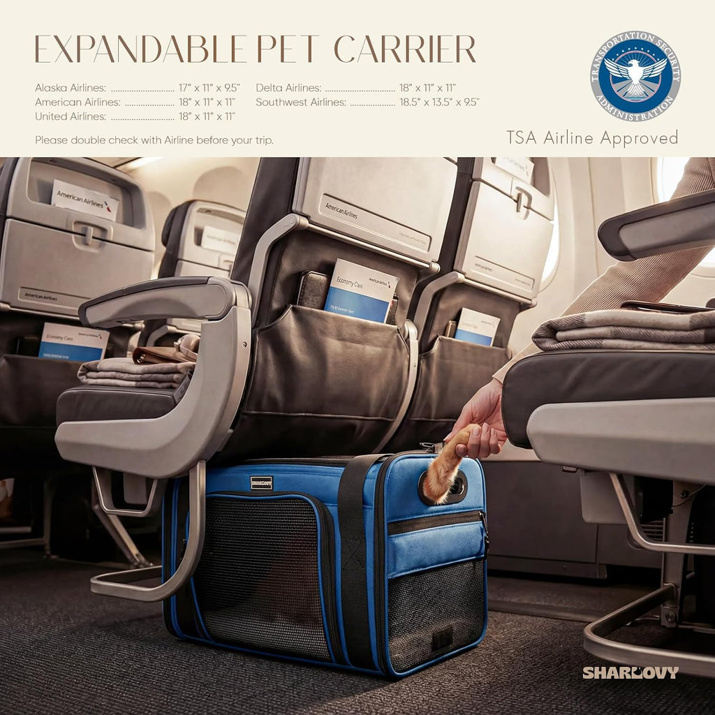 Top-Expandable Pet Carrier with Treat Pet Window,18x11x11 Airline Approved