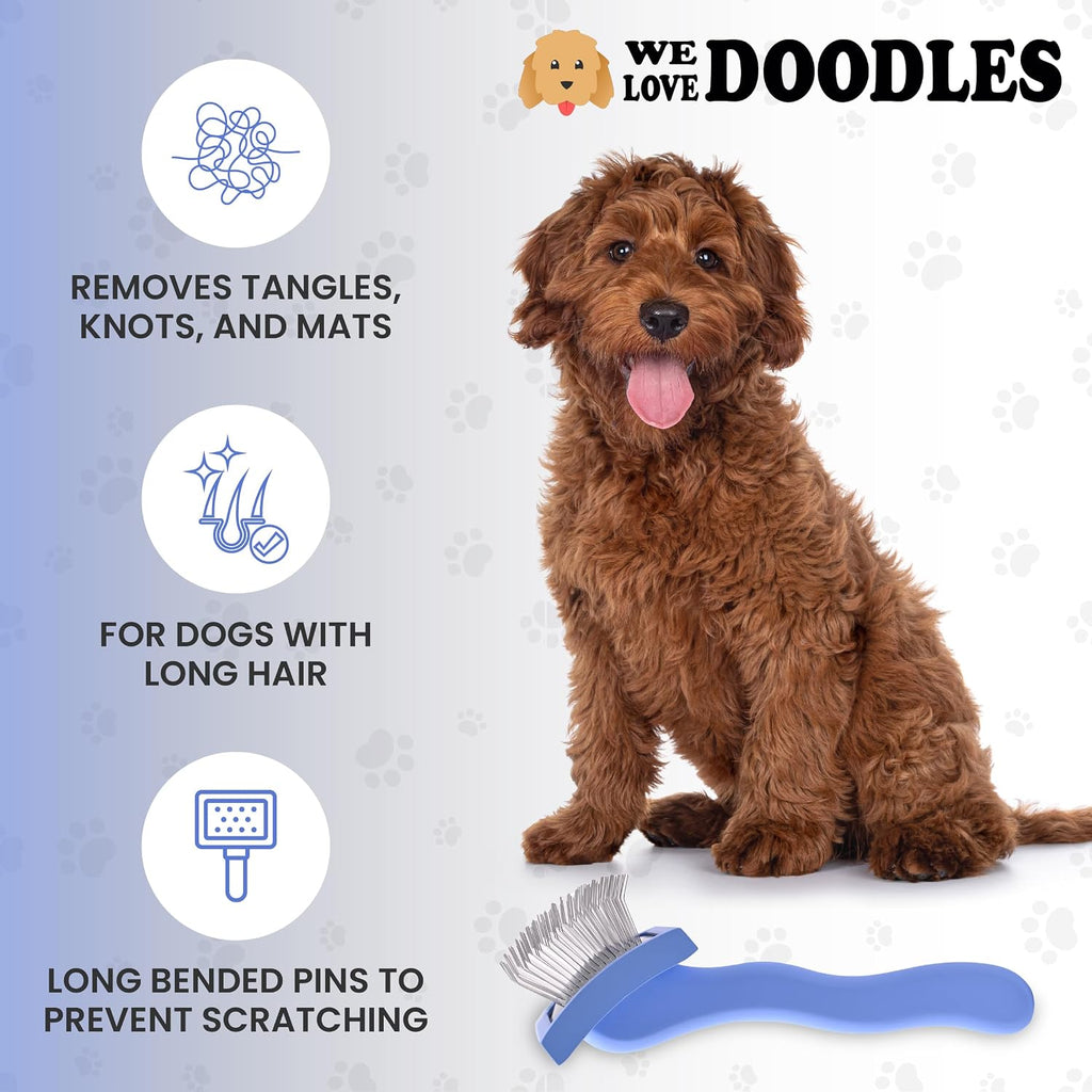 Small Curved Slicker Brush For Dogs, Goldendoodles & Poodles With Long Hair