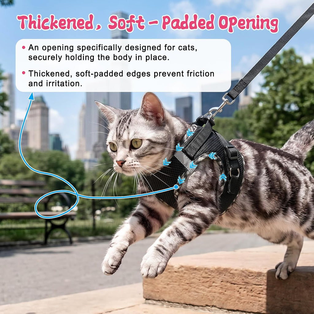 Tensho Cat Harness and Leash Set Escape Proof Vest, Black XS