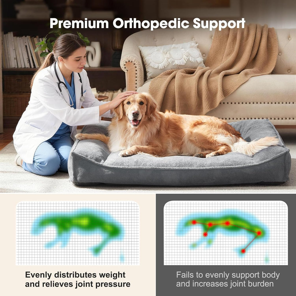 FURTIME XL Orthopedic Dog Bed Large Sized Dog, Extra Washable Dog Couch 42"