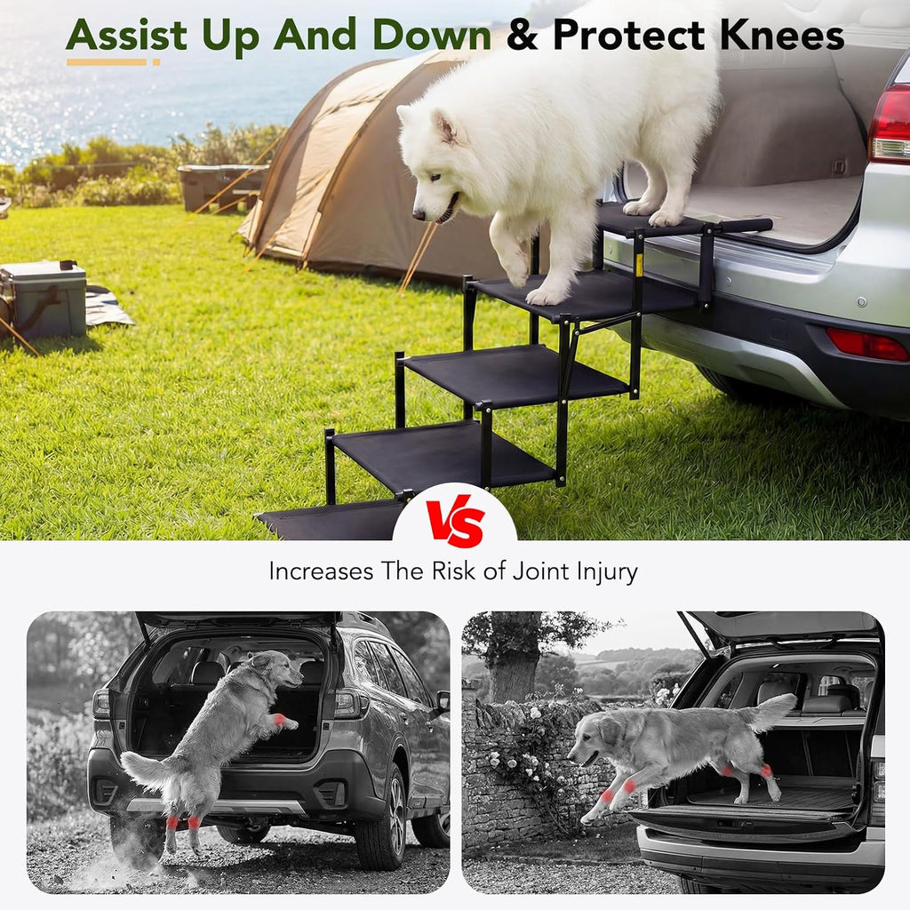 Extra Wide Dog Ramp for Car,Foldable Dog Steps for Truck SUV,150 Lbs