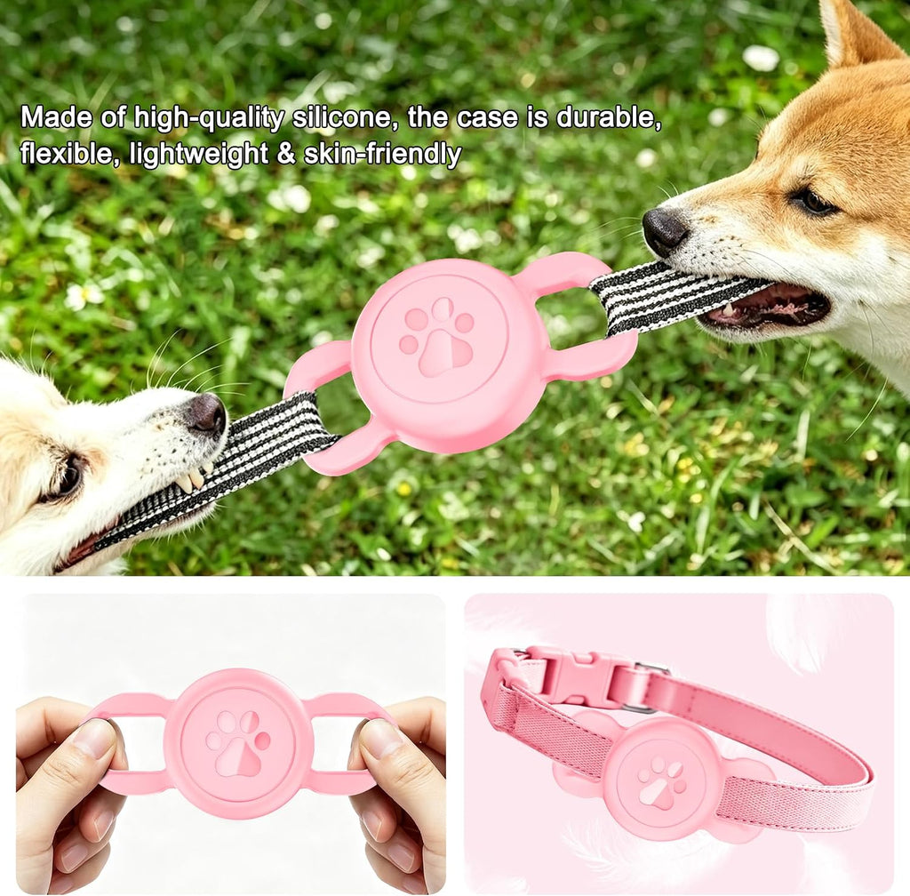Airtag Dog Collar Holder for Cat or Small Dog, Waterproof, 1 Pack Pink