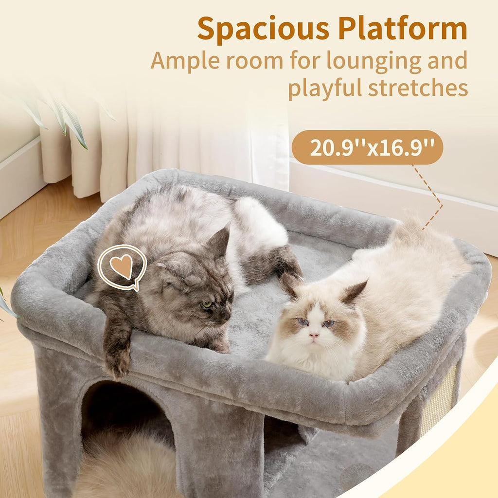 Heybly Cat Tree, 14" Cat Tower with Large Cat Bed & Condo HCT203SW
