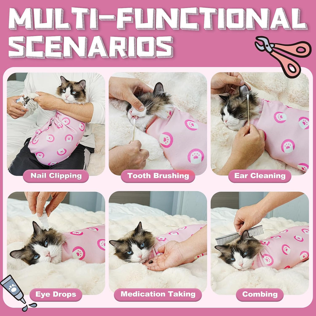 Supet Cat Grooming Wrap for Nail Trimming, Self-Adherent Calm Cat Swaddle