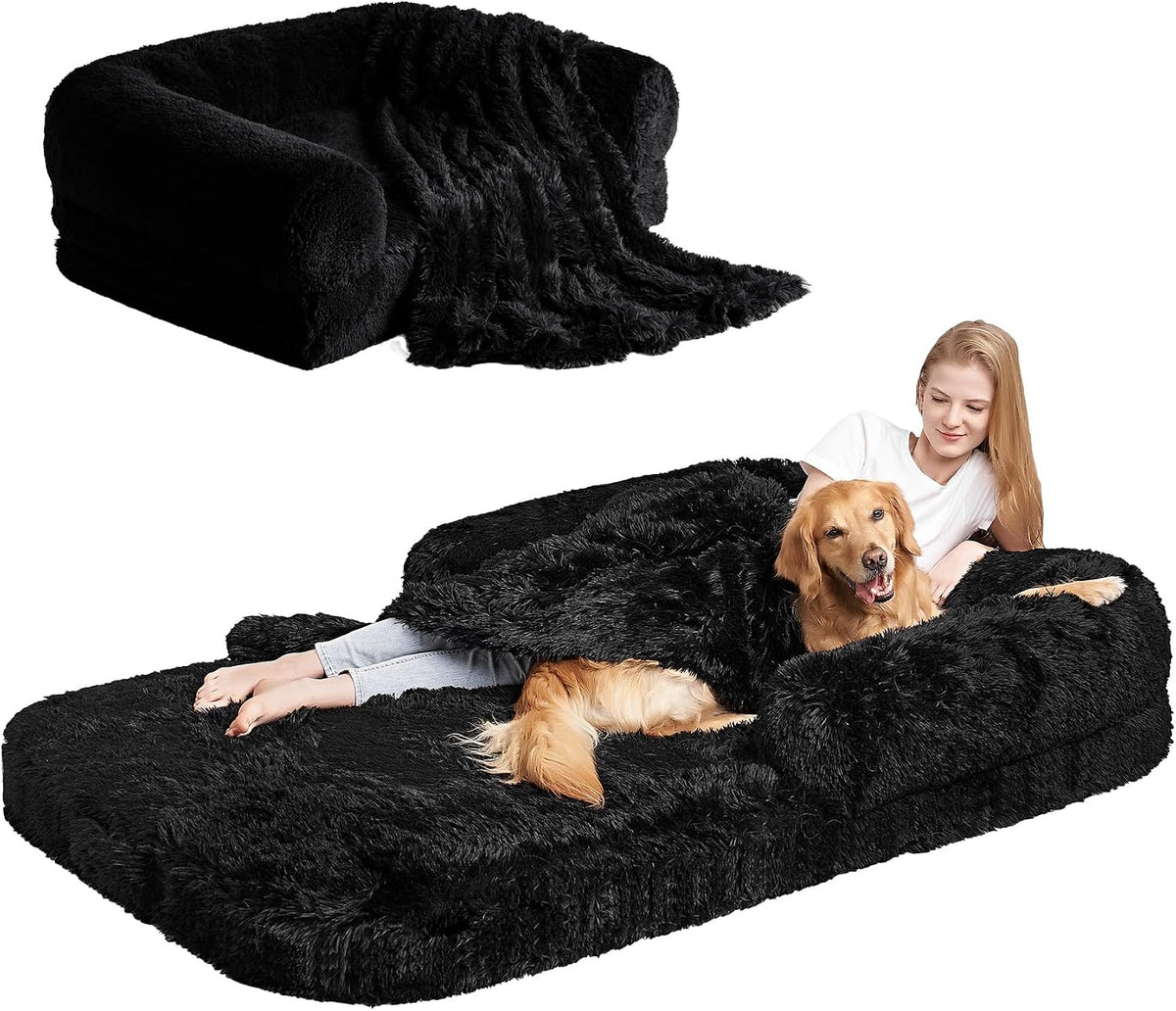 EHEYCIGA Orthopedic Foldable Human Dog Bed - 72x44x11, Black