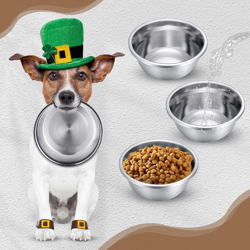 Ziliny 10 Pcs 8 Cup Metal Dog Bowls Stainless Steel Food Dish 64 Oz | Thickened,for Medium Large Dogs Cats,Dishwasher Safe ,Travel Kennel Feeding, Heavy Duty Stainless Steel Construction