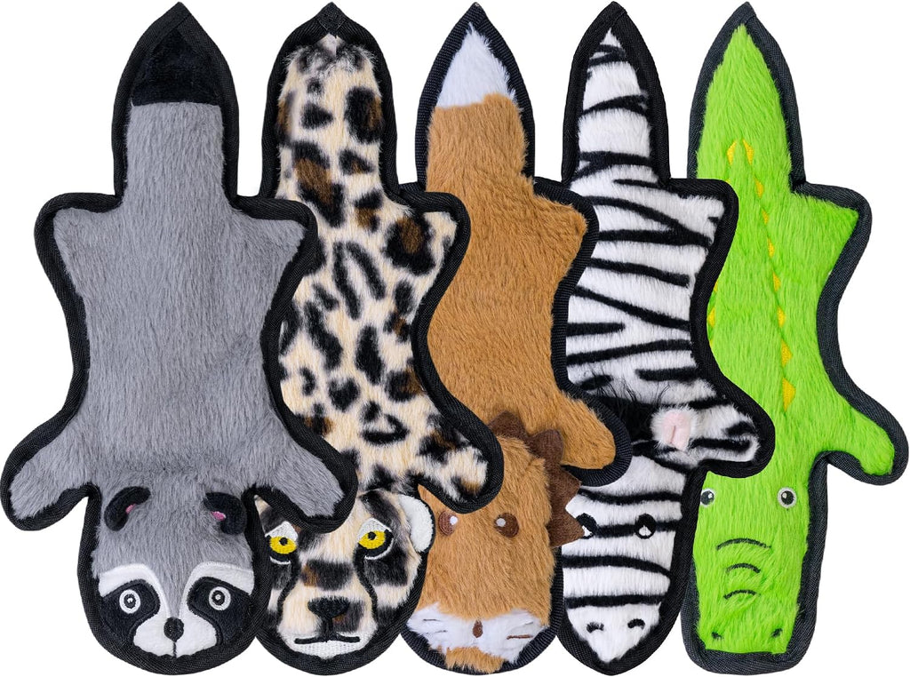 SHARLOVY No Stuffing Dog Toys Crinkle Squeaky, Long Lasting Chews for Aggressive, Durable Plush Dog Puppy Chew Toys for Teething, with 6 Tough Layers for Small Medium Large Breed-5pack,Small