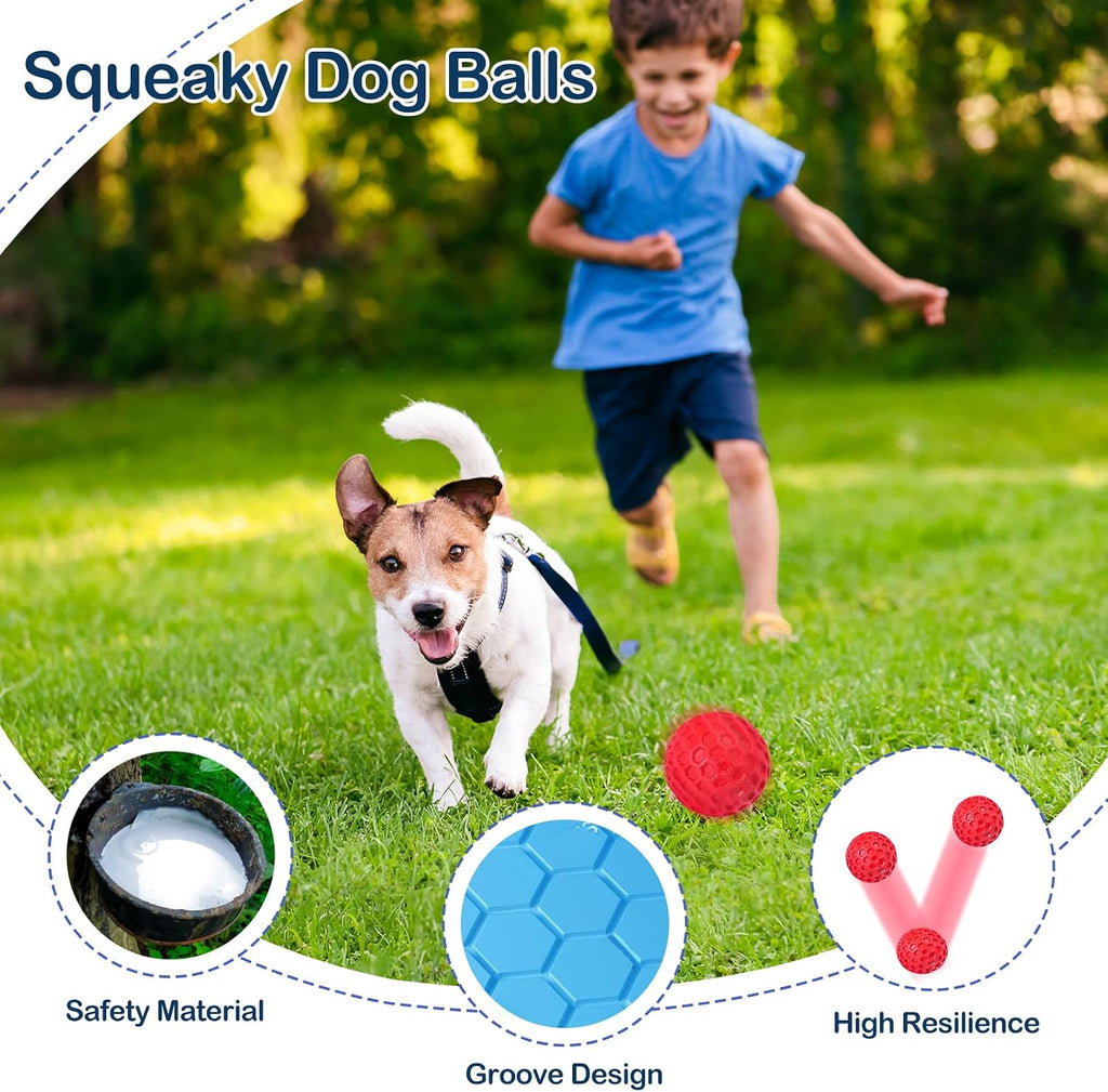 2 Pack Indestructible Squeaky Dog Balls for Aggressive Chewers, Interactive Dog Toys for Teething, Relieving Anxiety. Chew Toy for Large, Medium Breeds, Outdoor Rubber Balls.