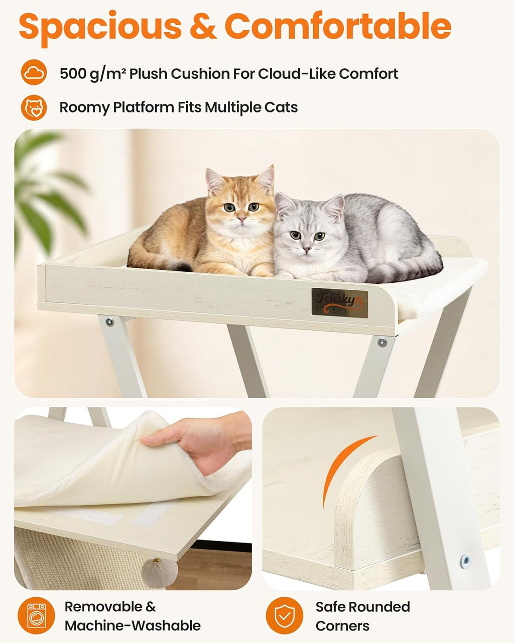 Modern Wood Cat Tree Tower for Indoor Cats Large Adult 67-in Tall