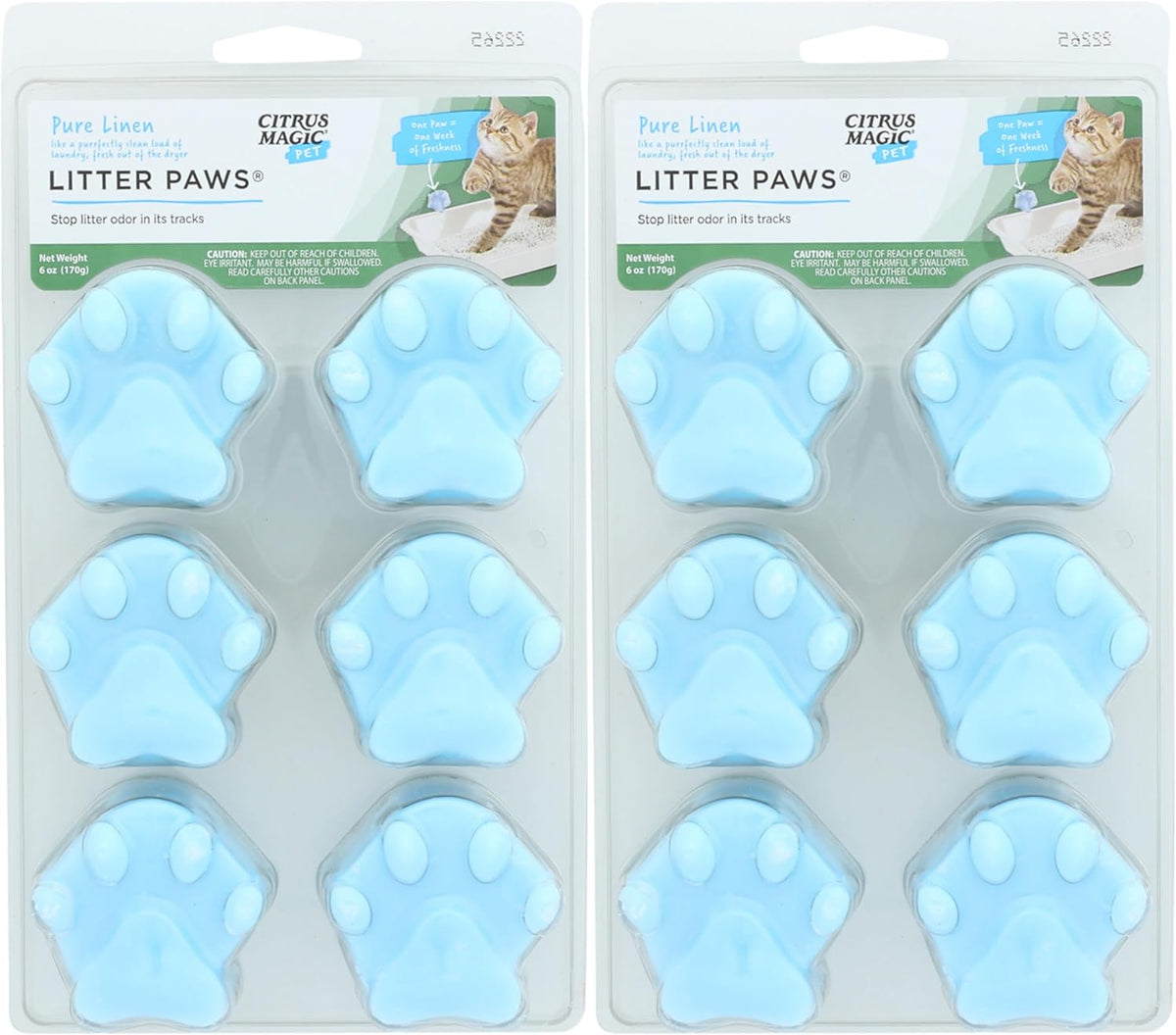 Citrus Magic Pet Odor Eliminator Litter Paws, Fresh Linen, 2 Pack