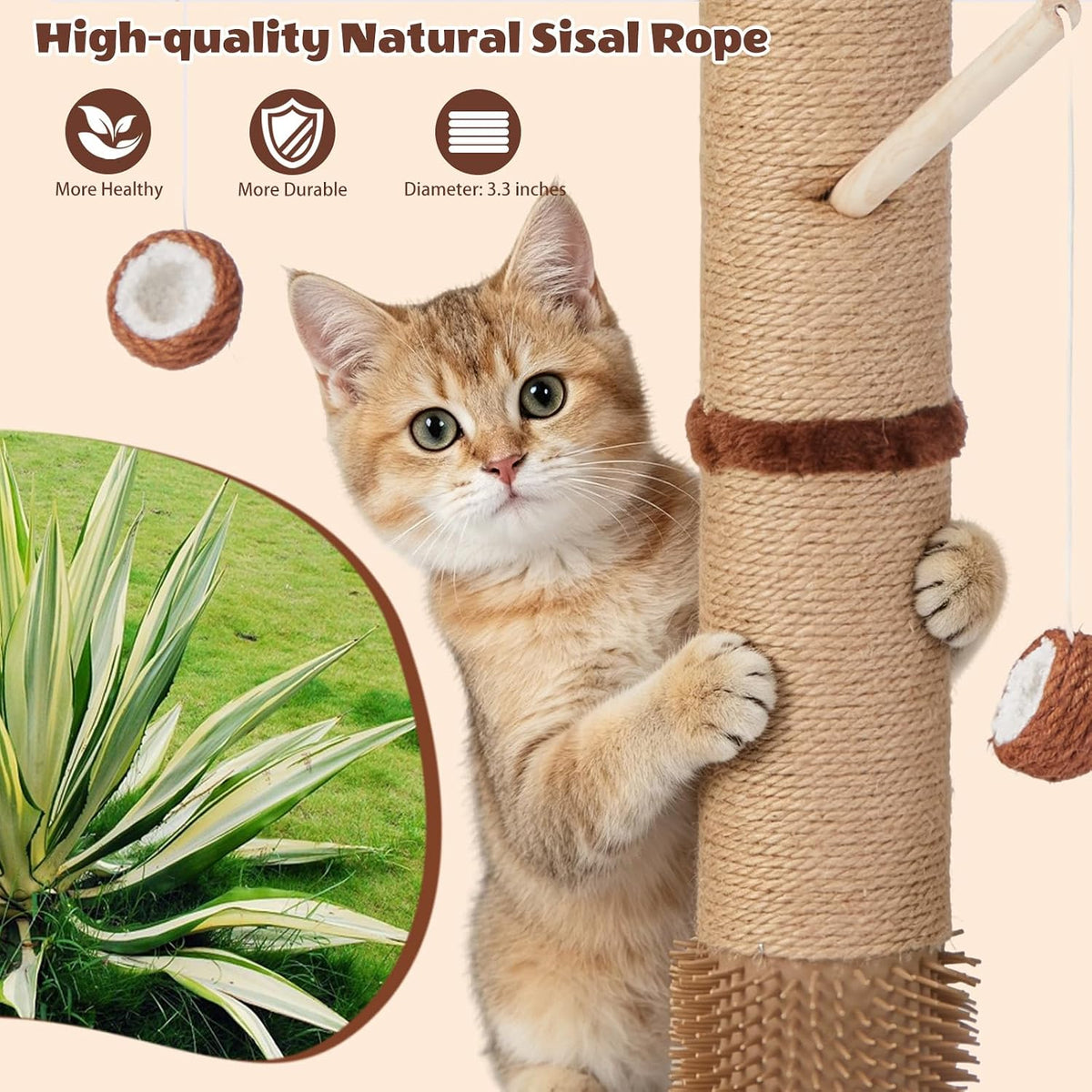 46" Extra Tall Cat Scratching Post with Toy for Large and Adult Indoor Cats