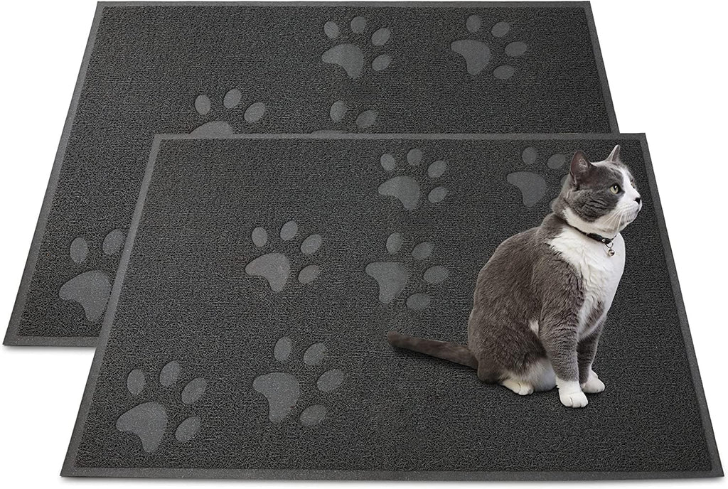 Andalus Large Cat Litter Mat, Pack of 2 - Waterproof, Non-Slip & Easy to Clean Cat Litter Box Mat for Extra Efficient Pet Litter-Trapping, Grey (30” X 18”)