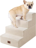 EHEYCIGA Dog Stairs for Bed 18" H, 4-Step Dog Steps for High Bed, Beige