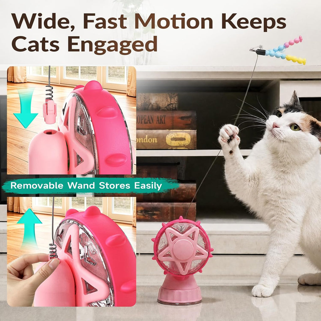 2-in-1 Interactive Cat Toy - Treat Dispenser & Teaser (Pink)