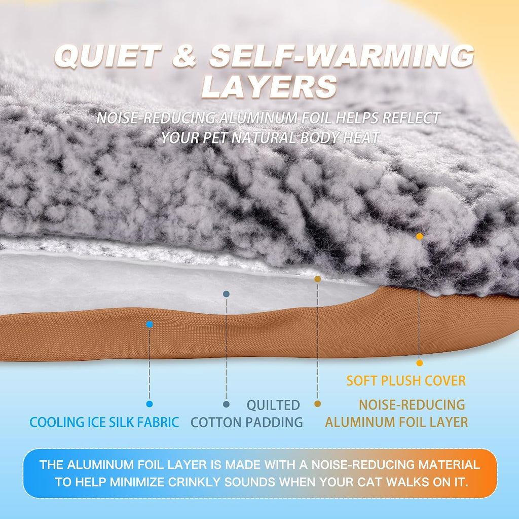 Self Warming Cat Bed, Reversible Self Heating Cat Pad, Dark Brown, 18x24 In