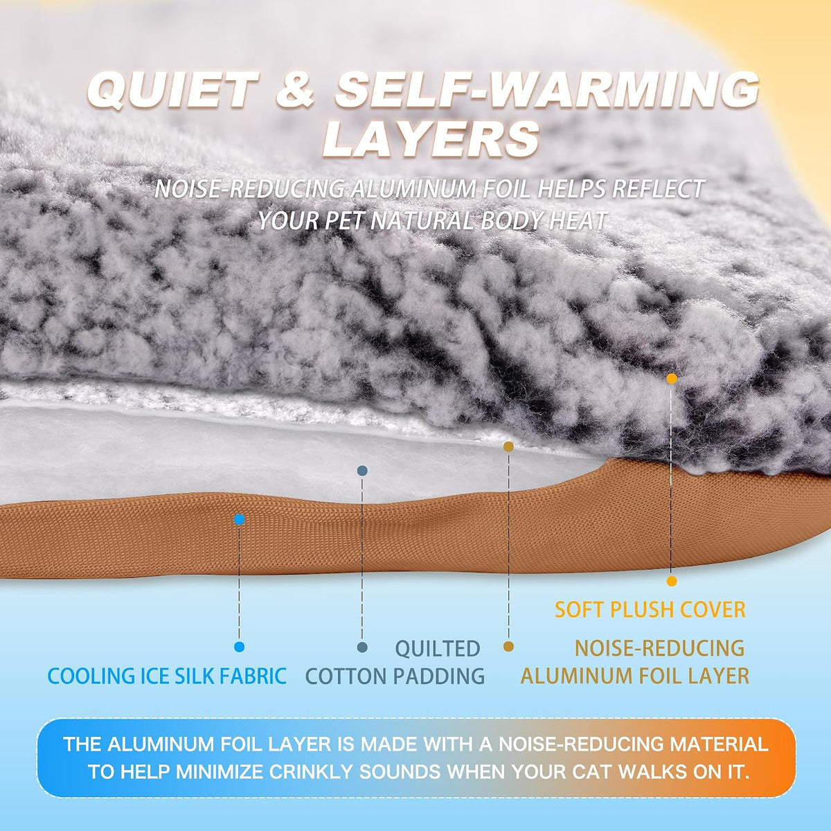 Self Warming Cat Bed, Reversible Self Heating Cat Pad, Dark Brown, 18x24 In