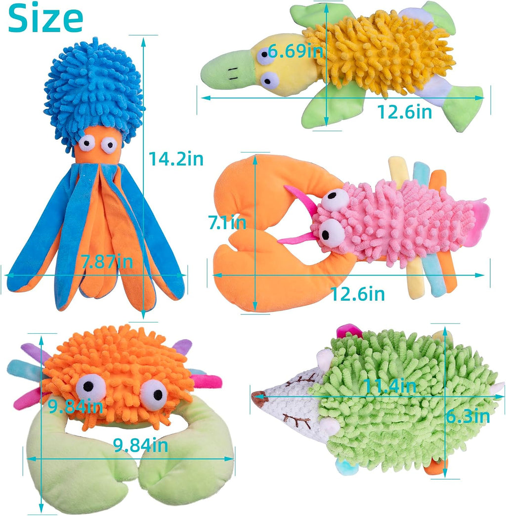 Puppy Squeaky Dog Toys, 5Pack Octopus Dog Toys for Small to Large Breeds