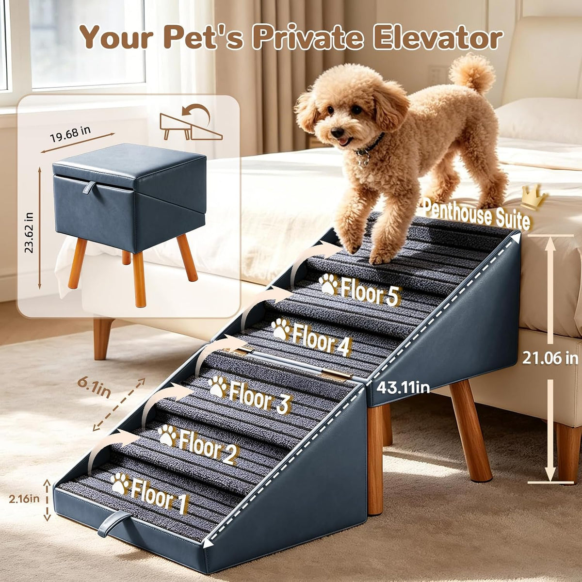 Pet Stairs for beds Foldable Dog Steps for high beds