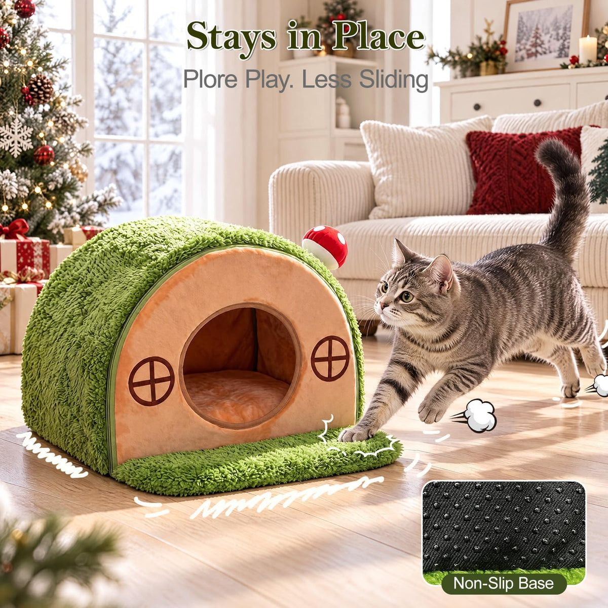 Cat House for Indoor Cats - Tree Hole Cat Bed Cave Hideaway