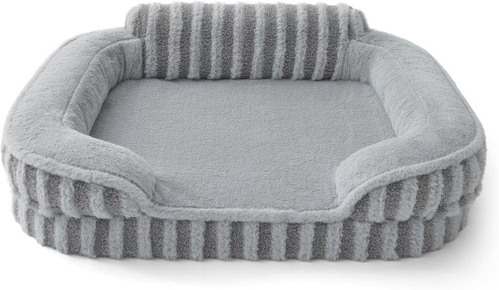 LE SURE Cute Cozy High Back Orthopedic Dog Beds Large Sized Dog,35" Grey