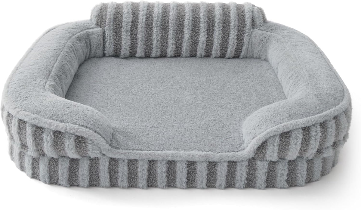 LE SURE Cute Cozy High Back Orthopedic Dog Beds Large Sized Dog,35" Grey