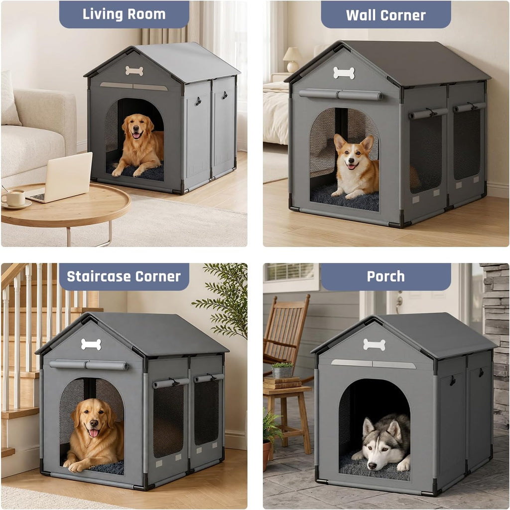Dog House Indoor Dog Kennel Bed Mat with Cushion for Small-Large Dogs Cats