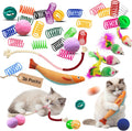 Cat Toys for Indoor Cats, 36 Pack Interactive Cat Toy Set | Kitten Toys Variety Pack with Plush Fish, Chew Ropes, 12Colors Spring, Mouse & Ball, Ideal for Boredom Relief and Self Play