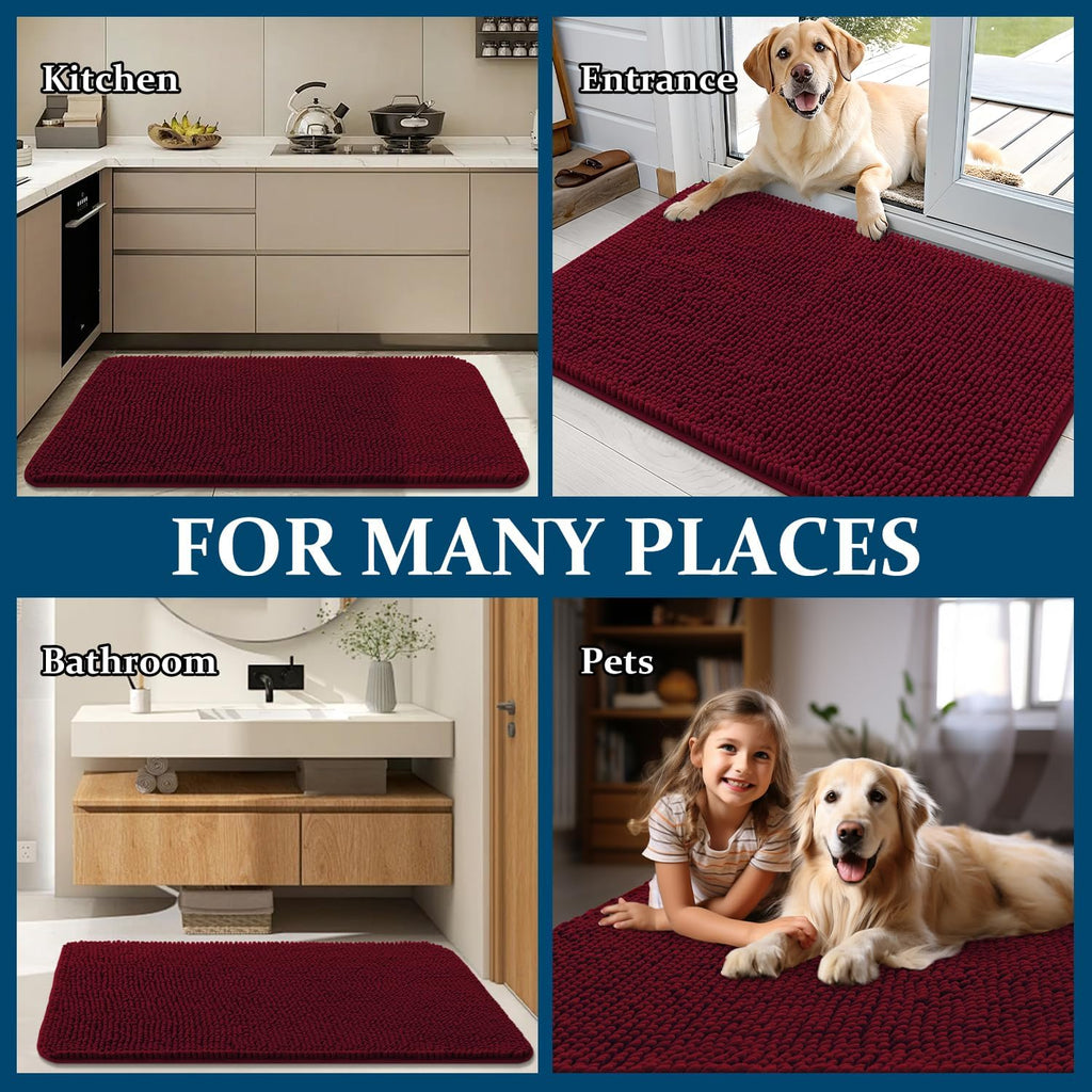 OLANLY Dog Door Mat for Muddy Paws 47x17, Super Absorbent Chenille Mud Mat