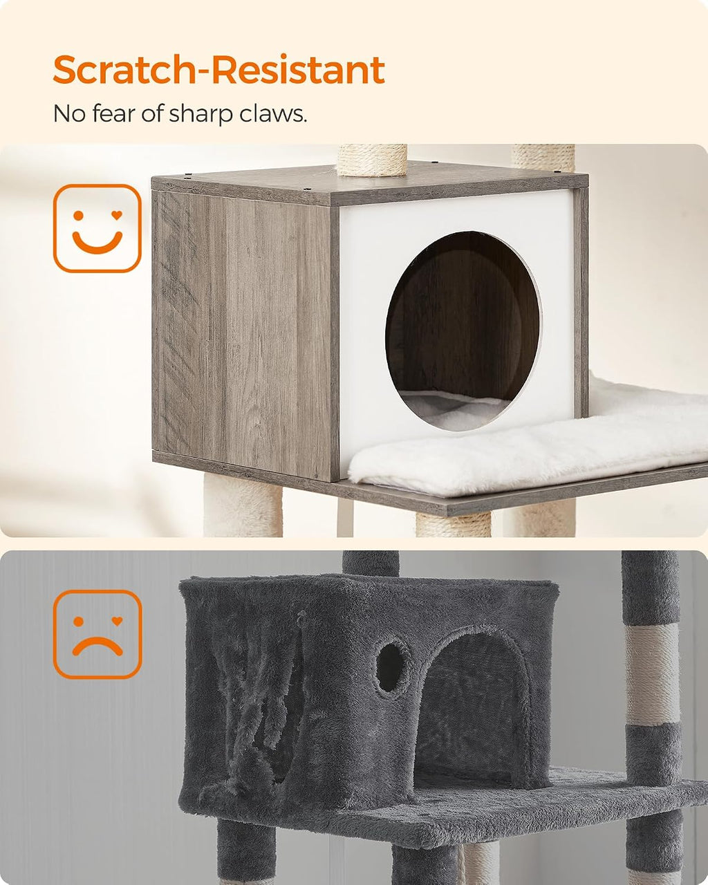 Feandrea Cat Tree, 56.3-Inch Contemporary Cat Tower, Multi-Level Condo